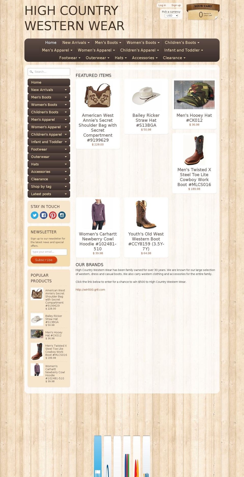 highcountrywesternwear.com shopify website screenshot