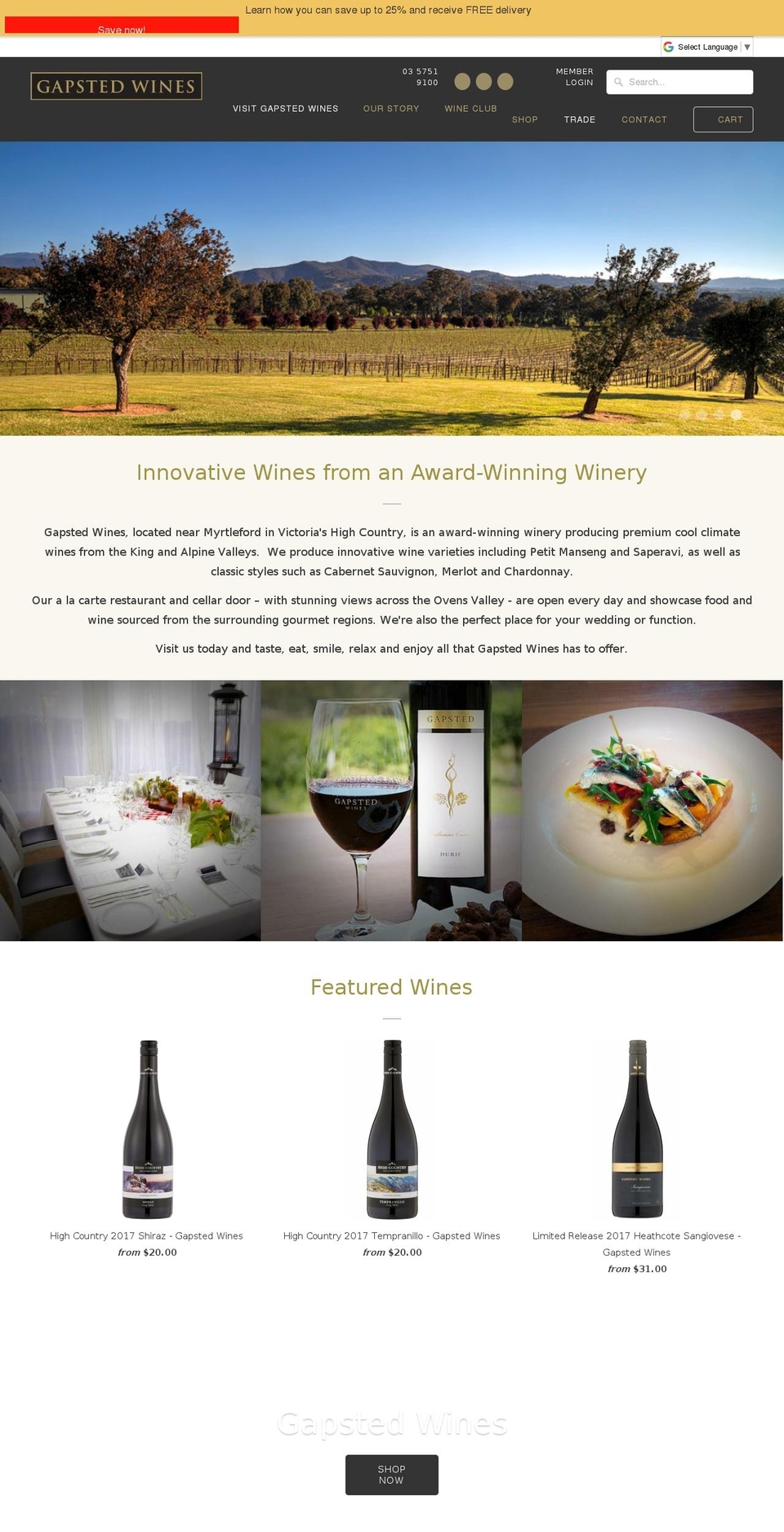 highcountrywines.com.au shopify website screenshot