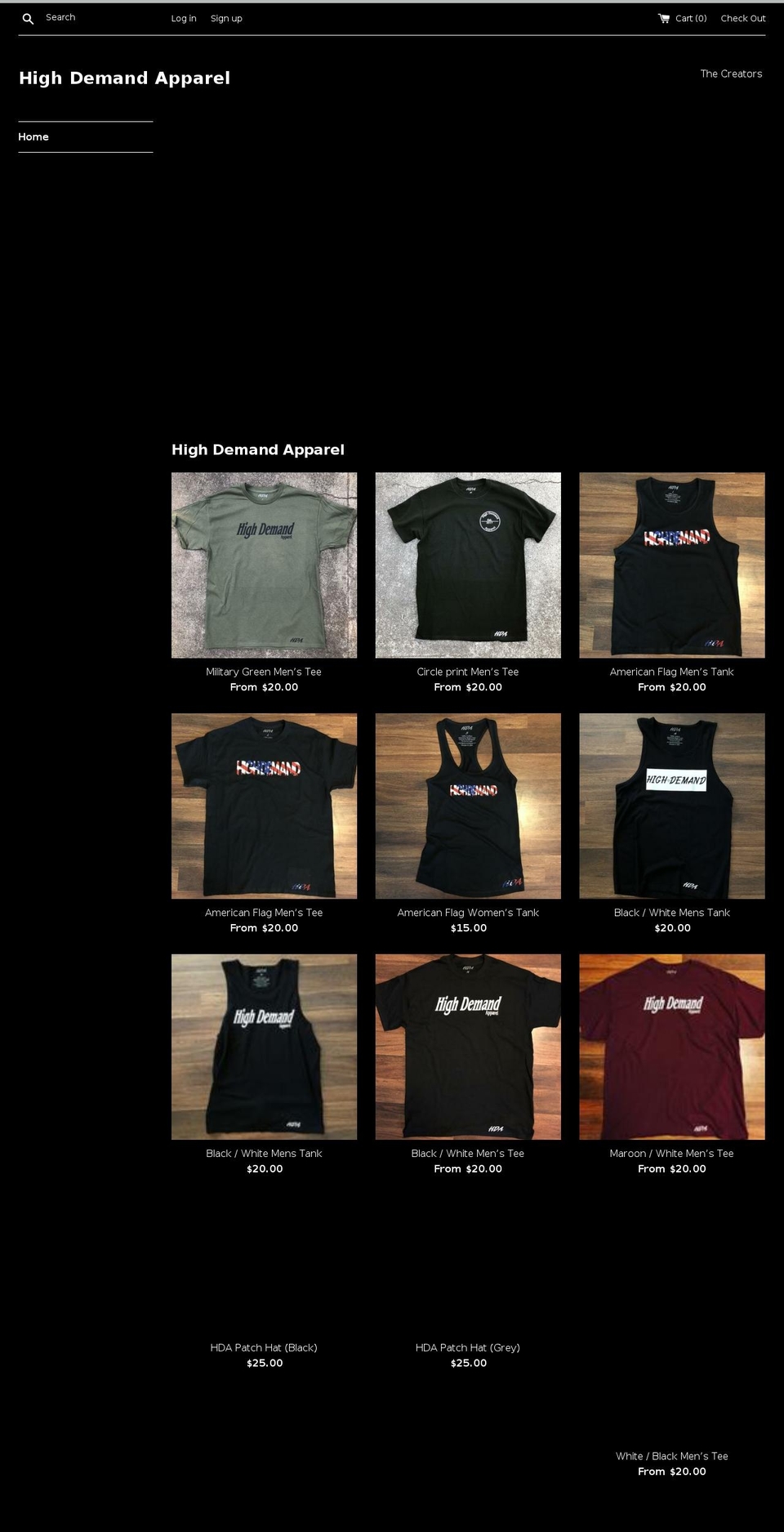 highdemandapparel.com shopify website screenshot