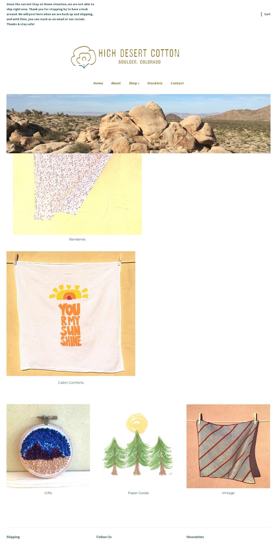 highdesertcotton.com shopify website screenshot