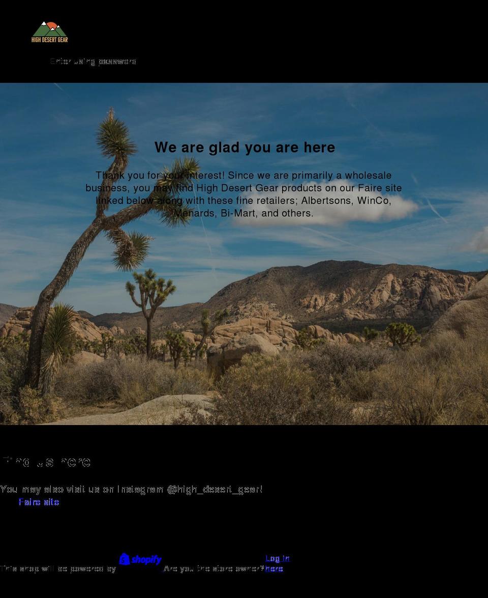 highdesertgear.com shopify website screenshot