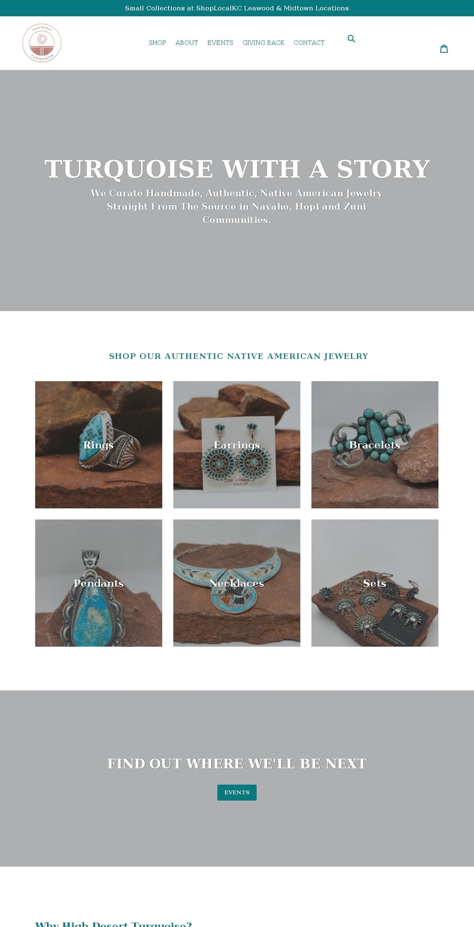 highdesertturquoise.com shopify website screenshot