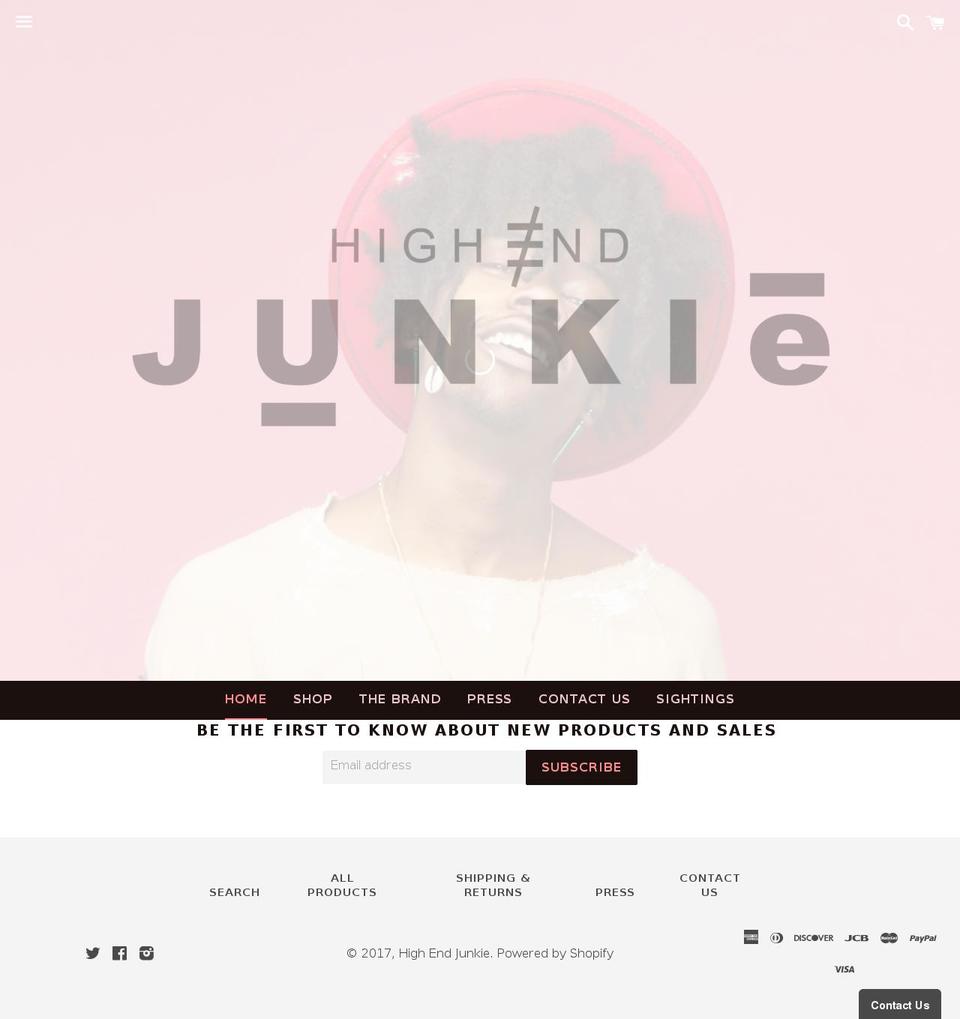 highendjunkie.com shopify website screenshot