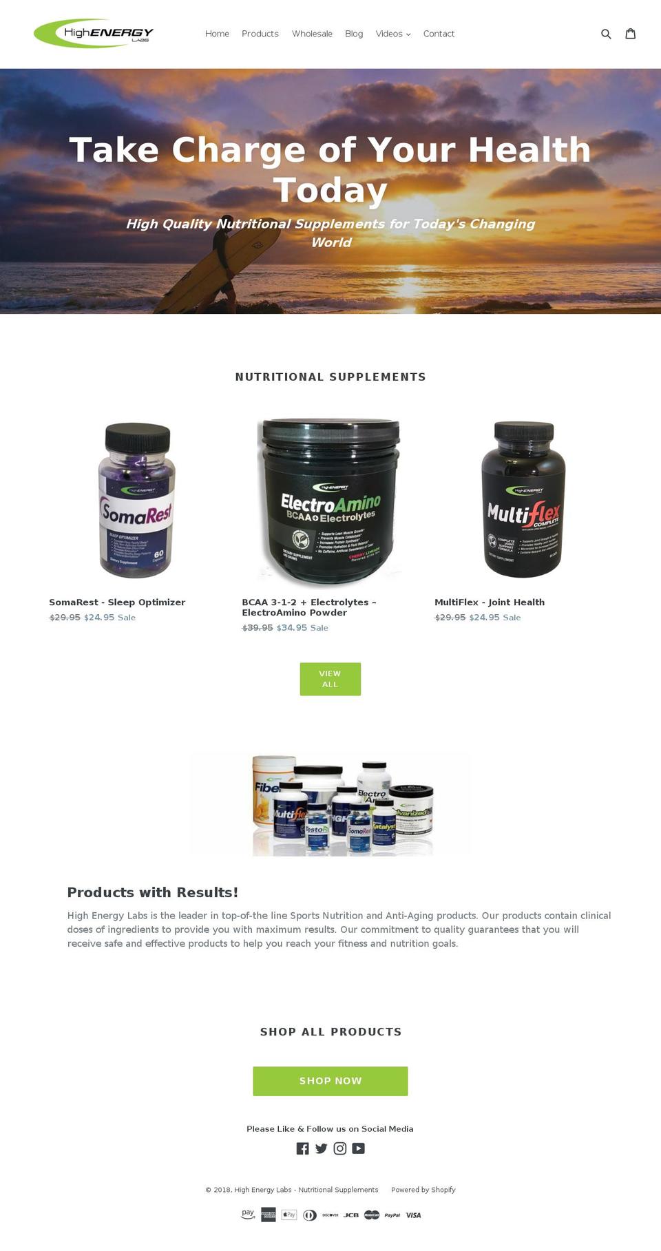 highenergylabs.com shopify website screenshot