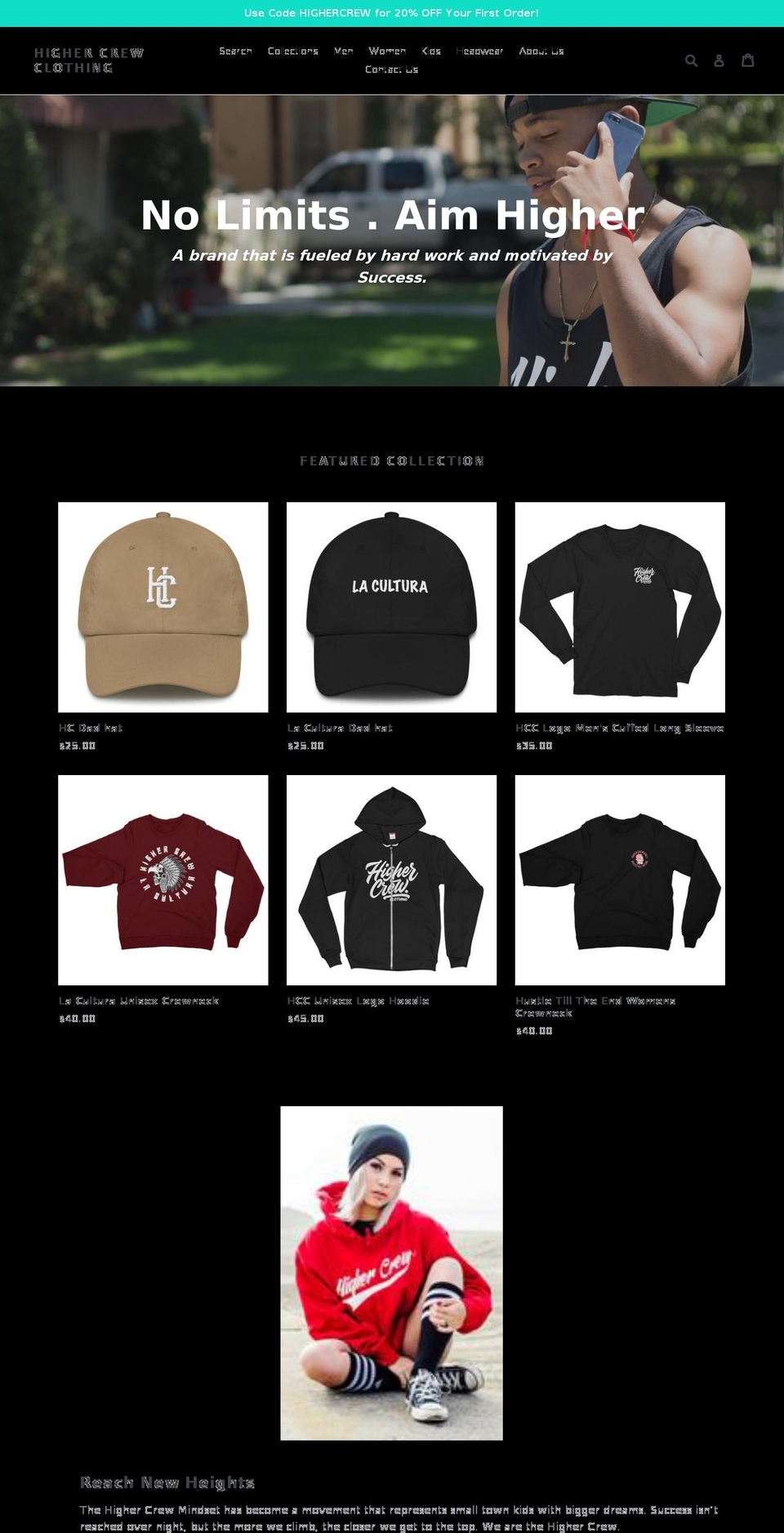 highercrewclothing.com shopify website screenshot
