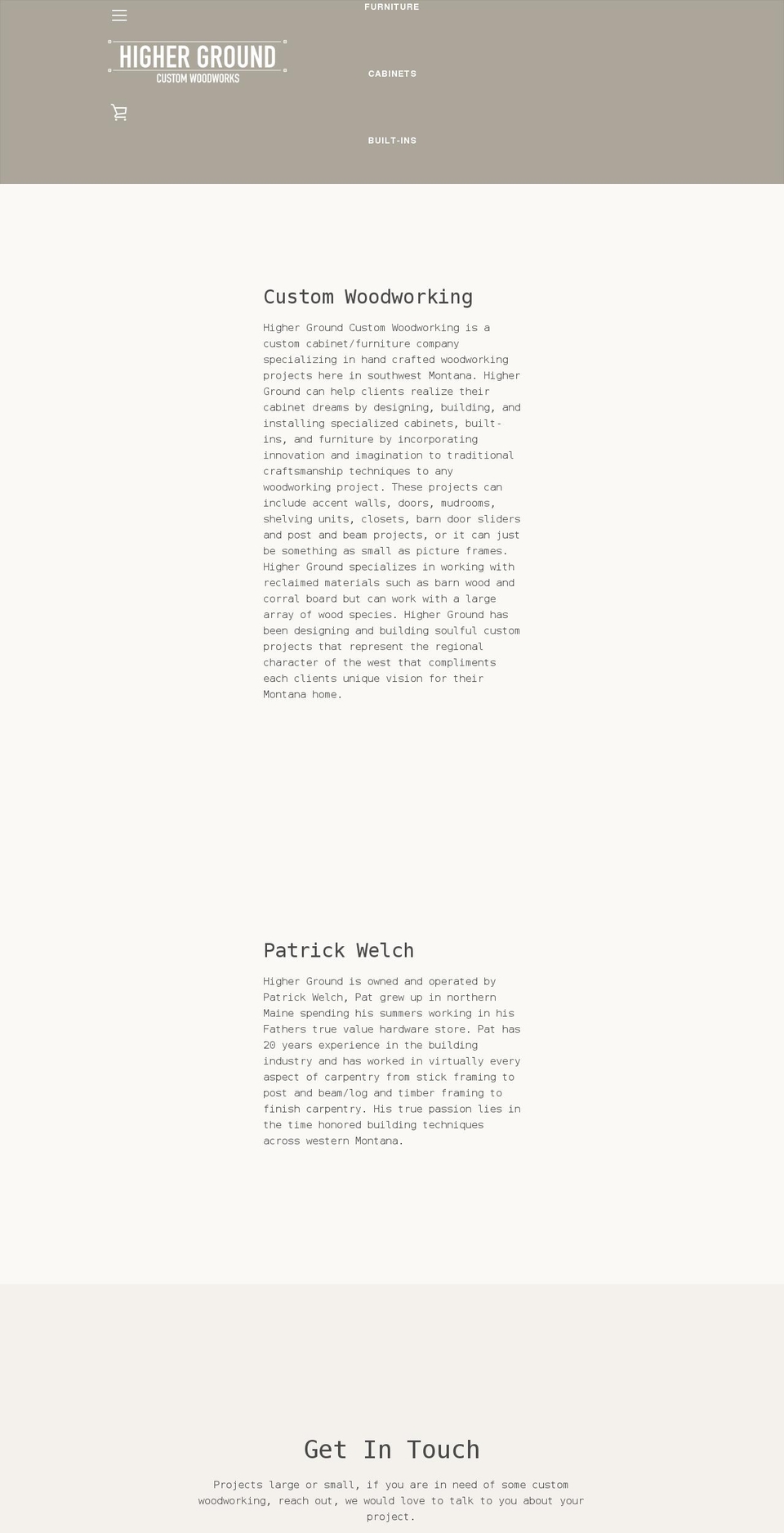 highergroundcustom.com shopify website screenshot