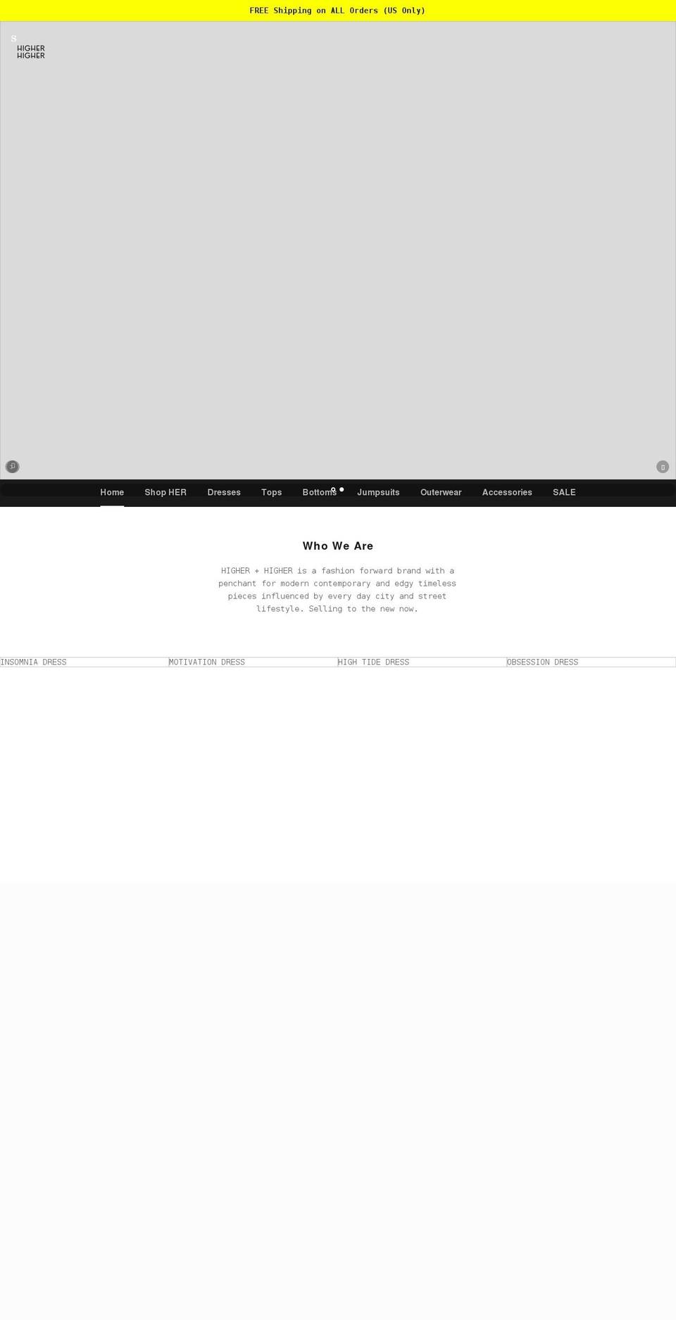 higherhigherstudio.com shopify website screenshot