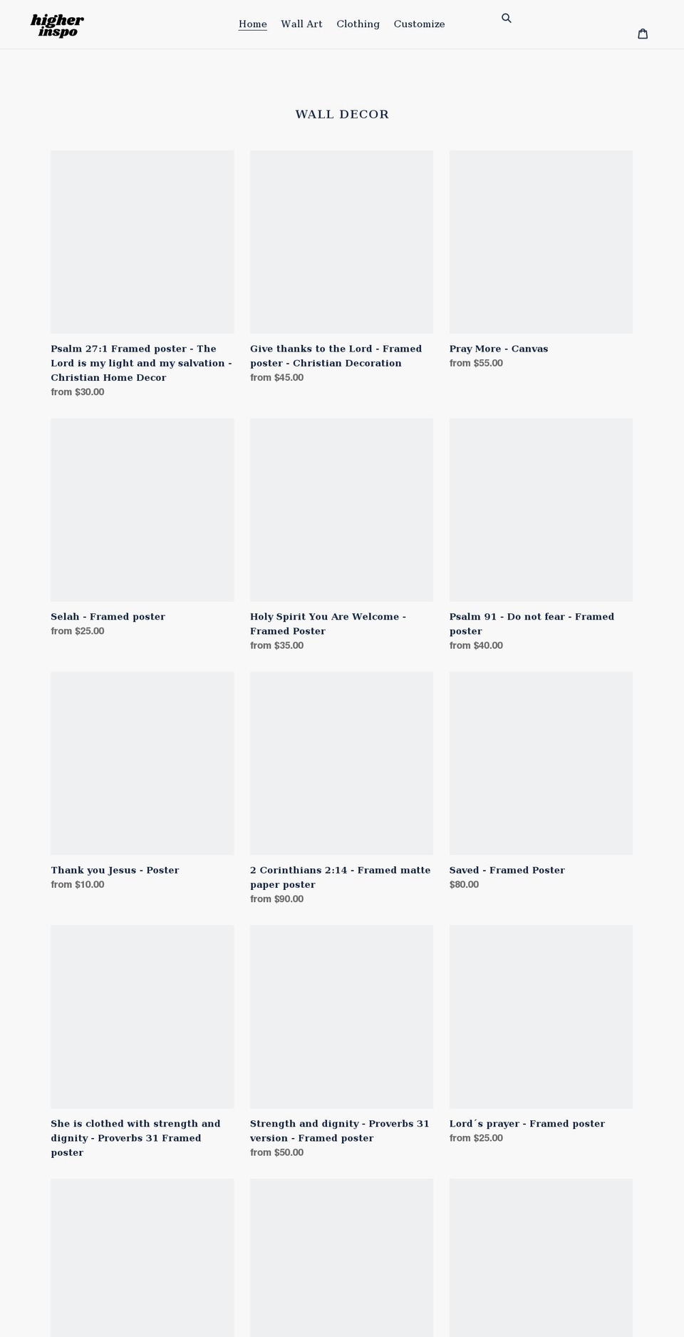 higherinspo.com shopify website screenshot