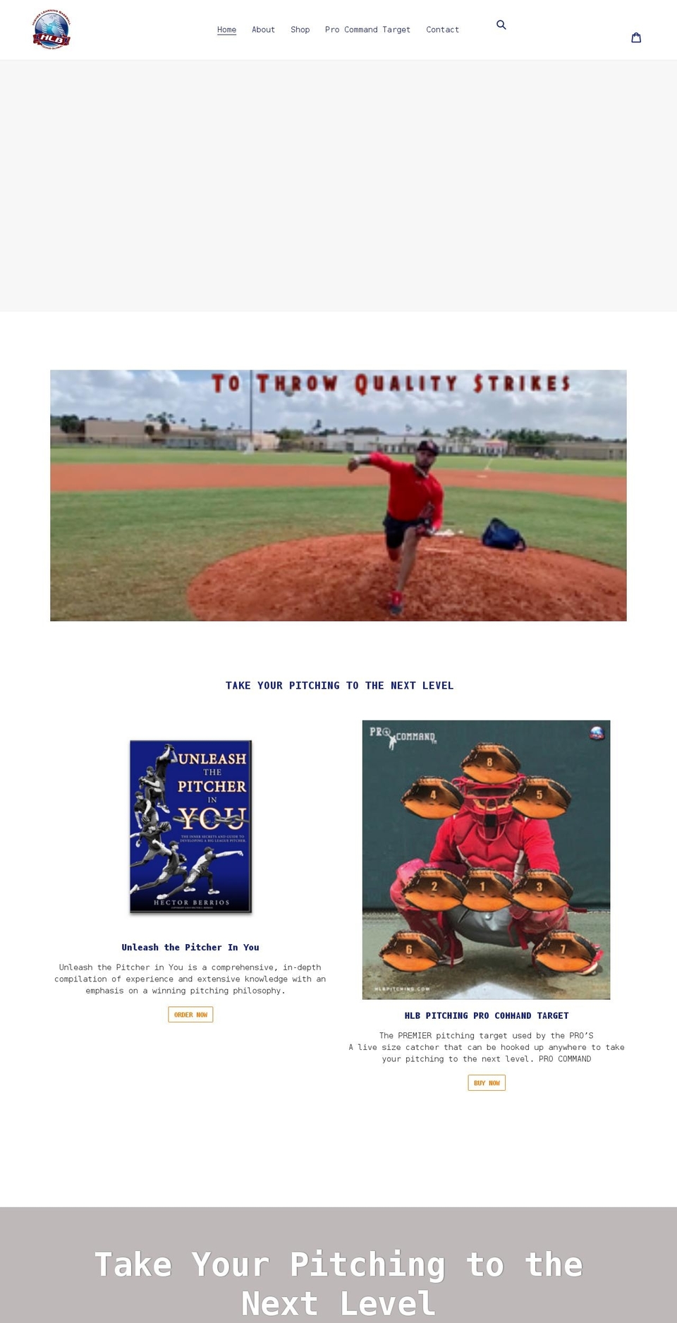 higherlearningbaseball.com shopify website screenshot