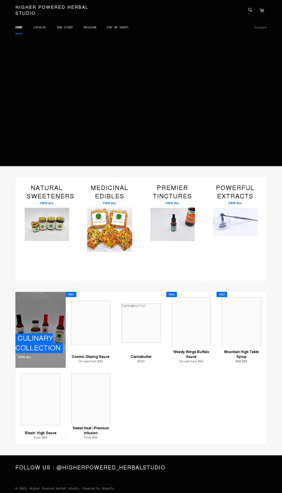 higherpoweredherbalstudio.com shopify website screenshot