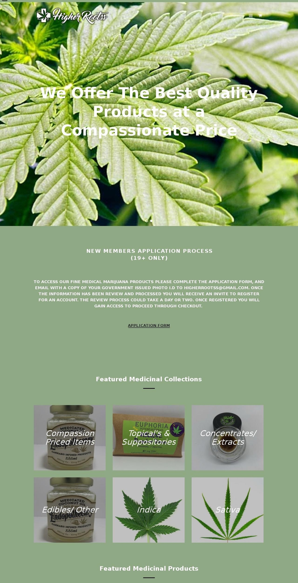 higherroots.com — Shopify storefront screenshot