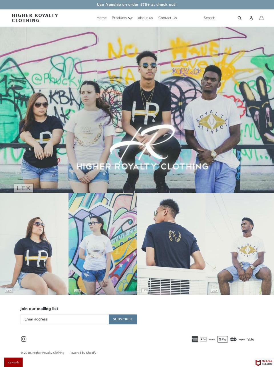 higherroyalty.com — Shopify storefront screenshot