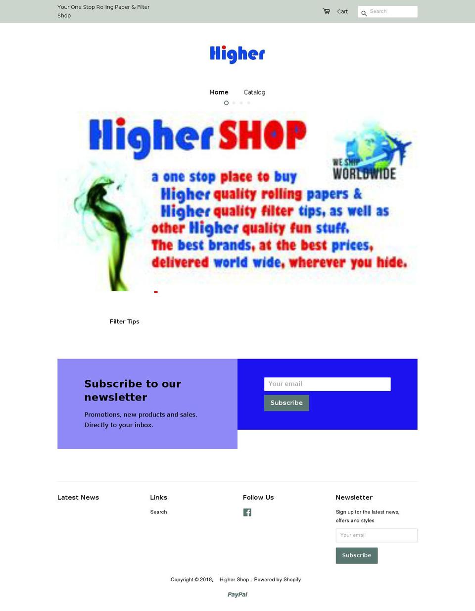 highershop.net shopify website screenshot