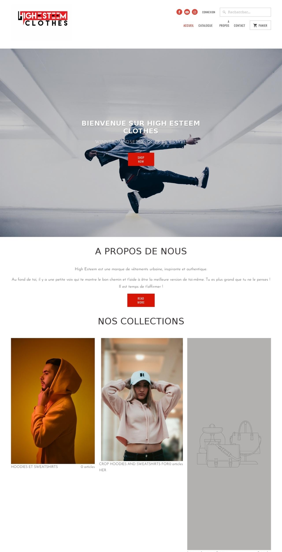 highesteemclothes.com shopify website screenshot