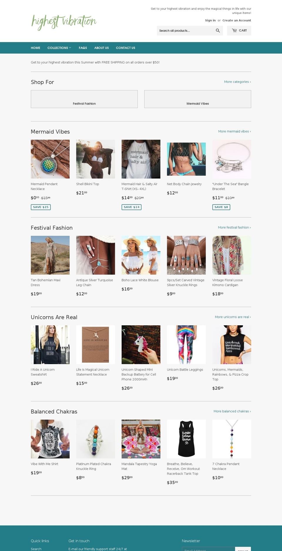 highestvibration.com — Shopify storefront screenshot