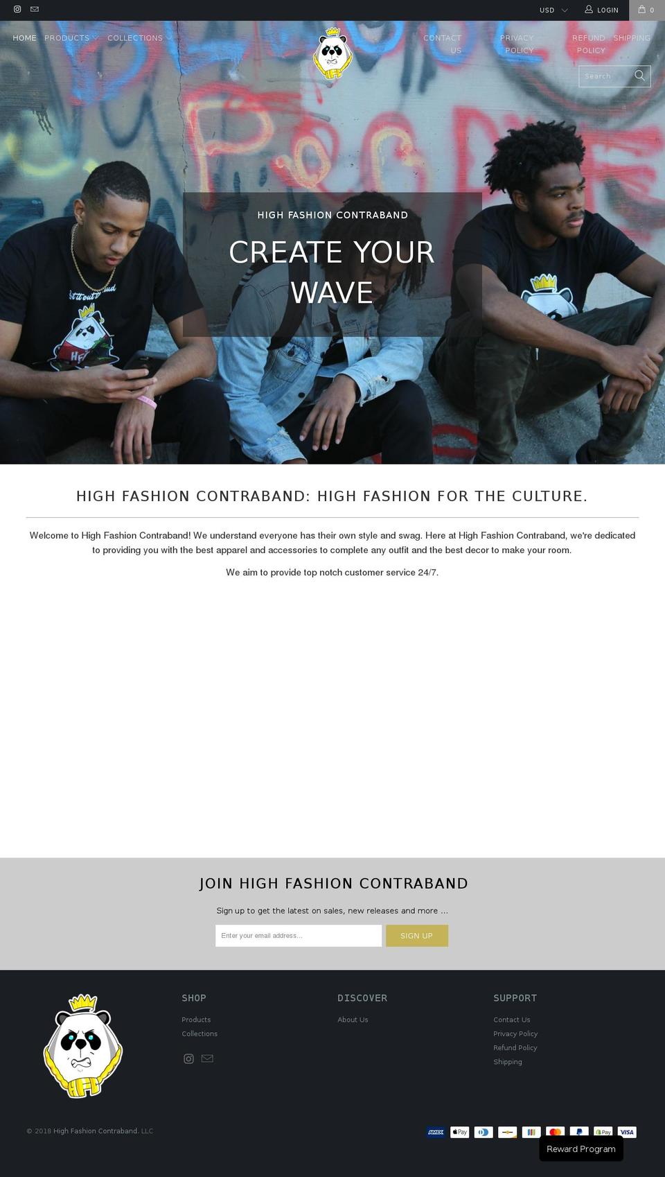 turbotheme Shopify theme site example highfashioncontraband.com