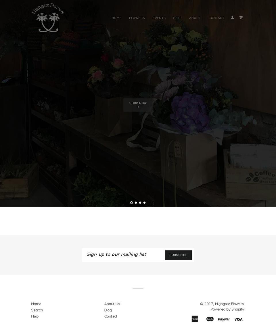 highgateflowers.com shopify website screenshot
