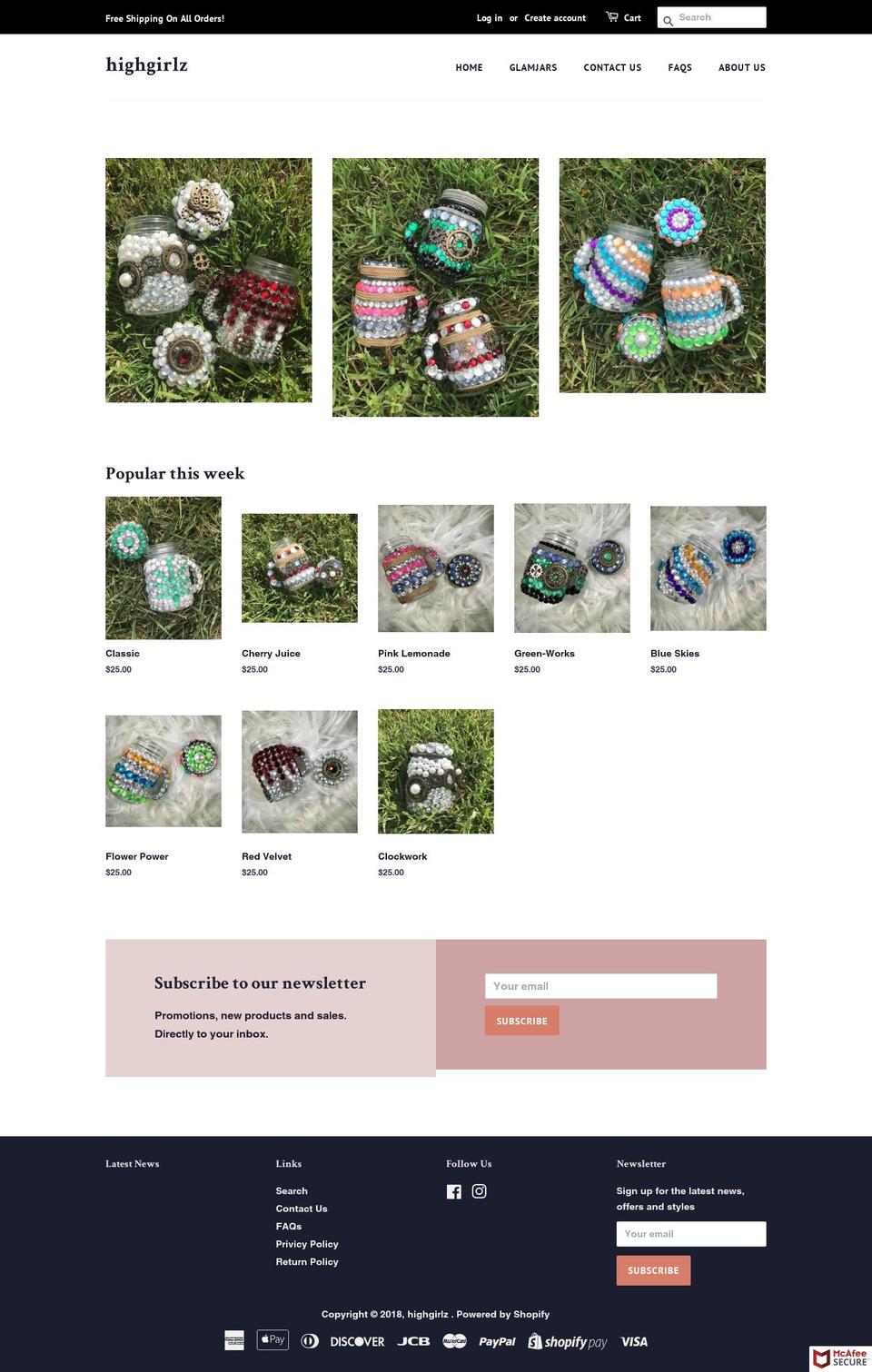 highgirlz.com — Shopify storefront screenshot