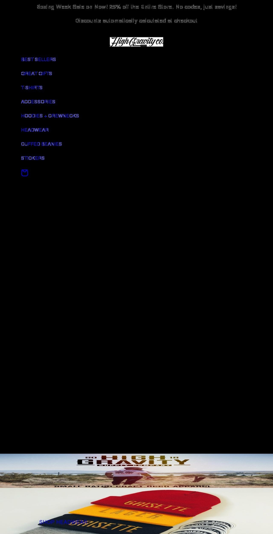 highgravitysupplyco.com shopify website screenshot