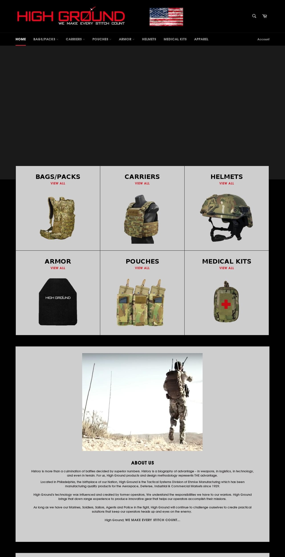 highgroundgear.com shopify website screenshot
