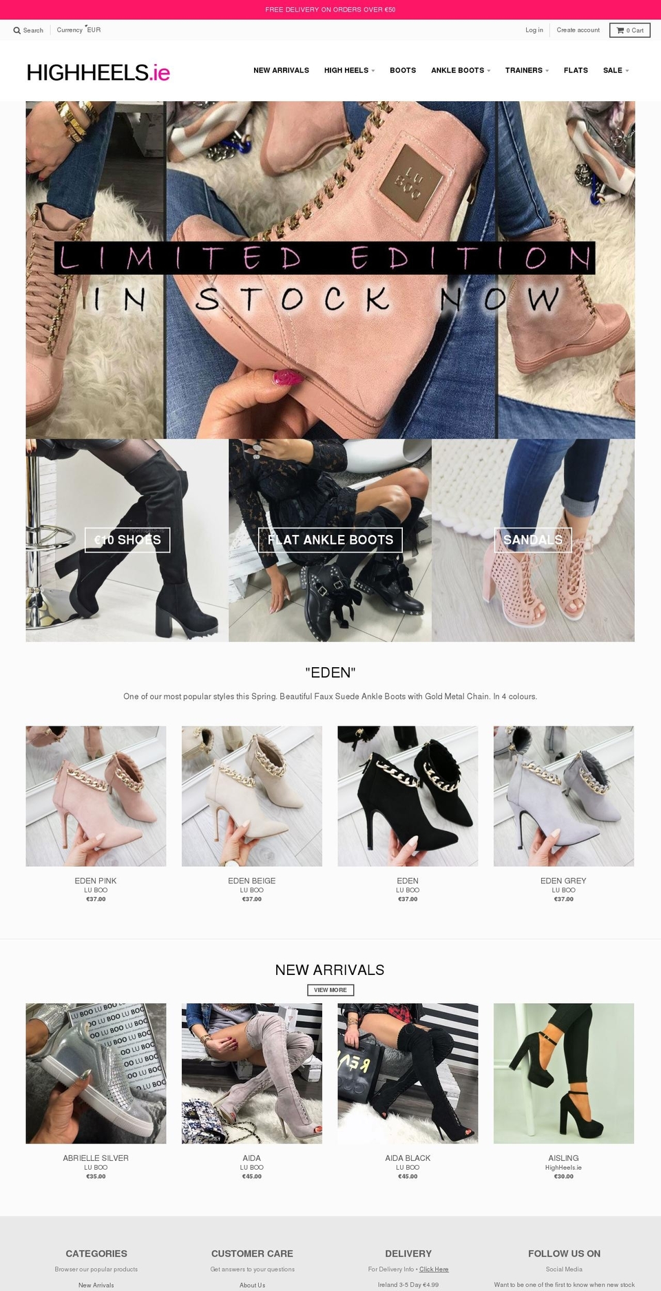 highheels.ie shopify website screenshot