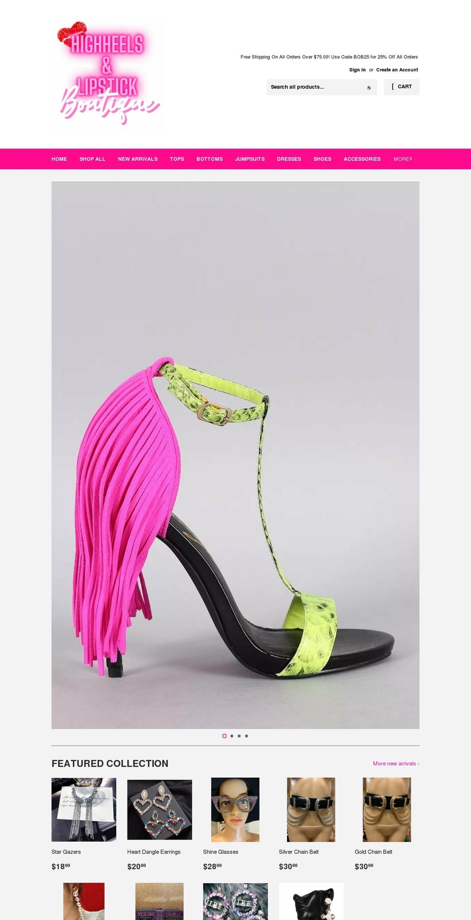 highheelsandlipstickbtq.com — Shopify storefront screenshot