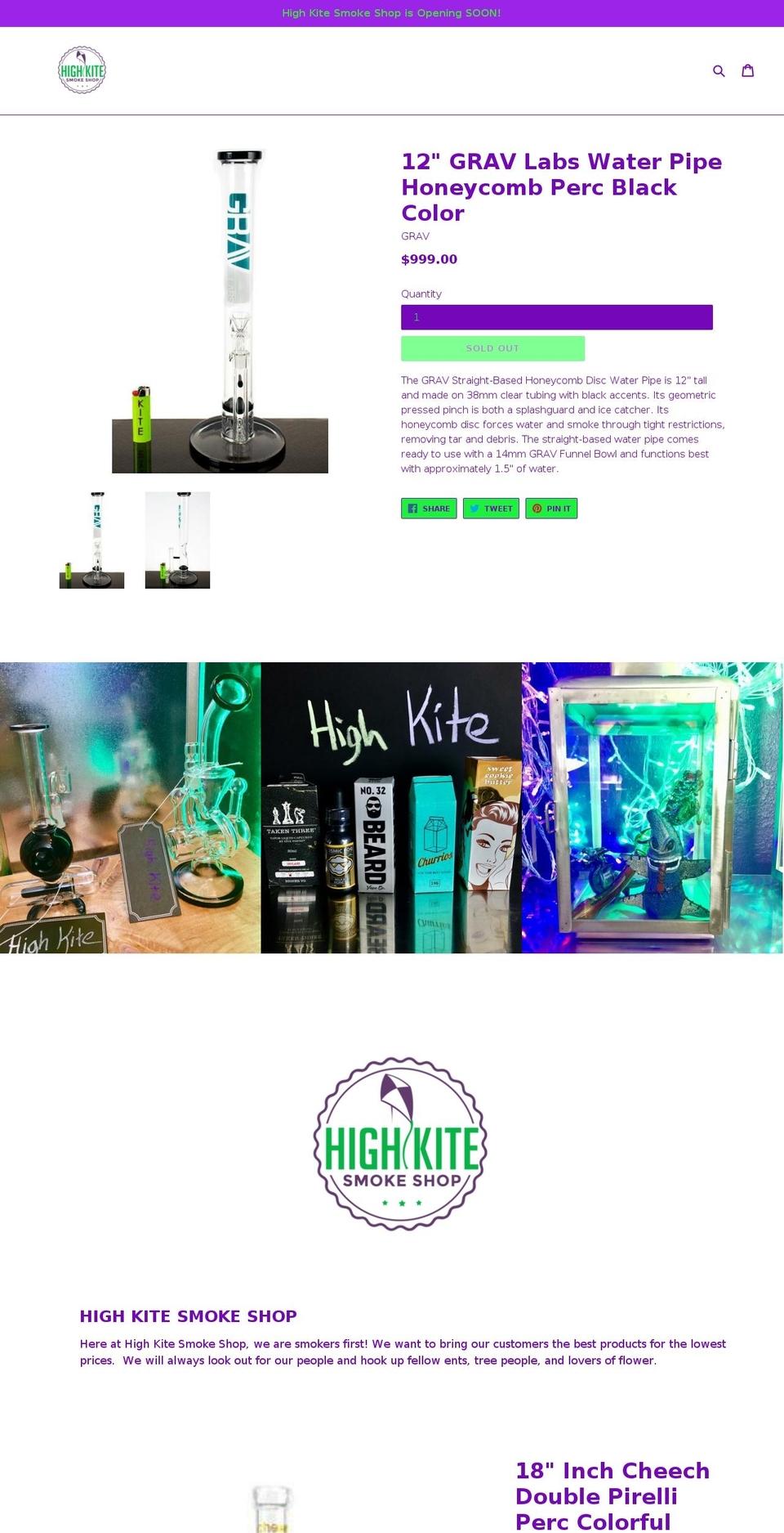 highkitesmokeshop.com — Shopify storefront screenshot