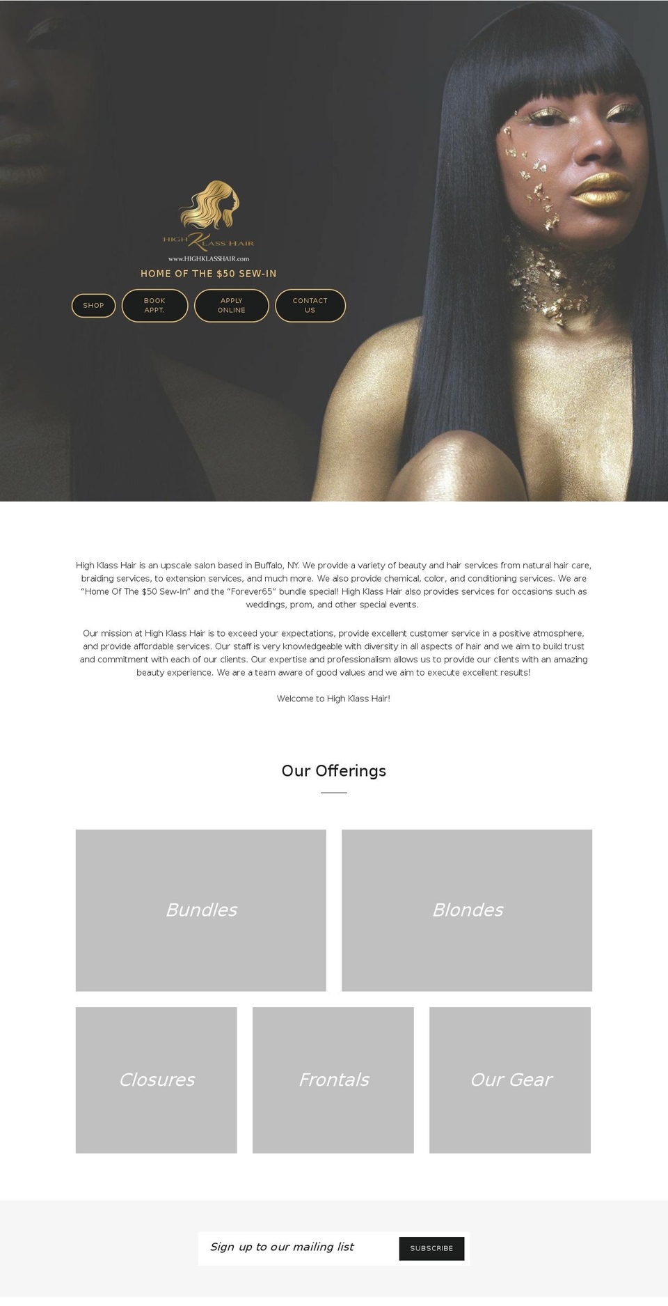 highklasshair.com shopify website screenshot