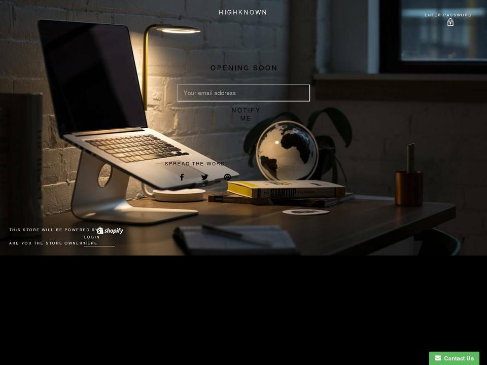 highknown.com shopify website screenshot