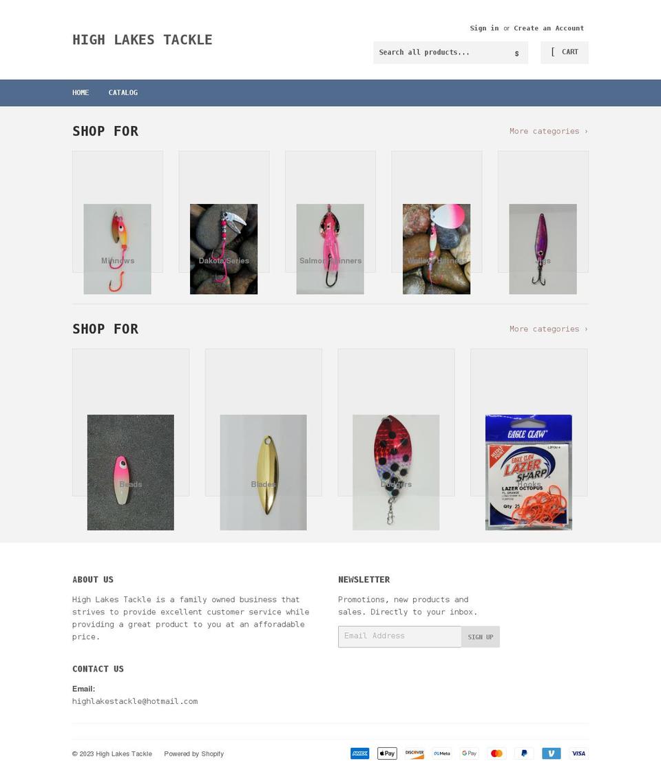 highlakestackle.com shopify website screenshot