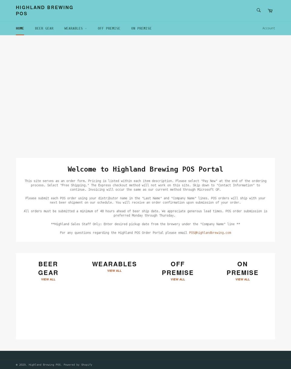 highlandbrewingpos.com shopify website screenshot