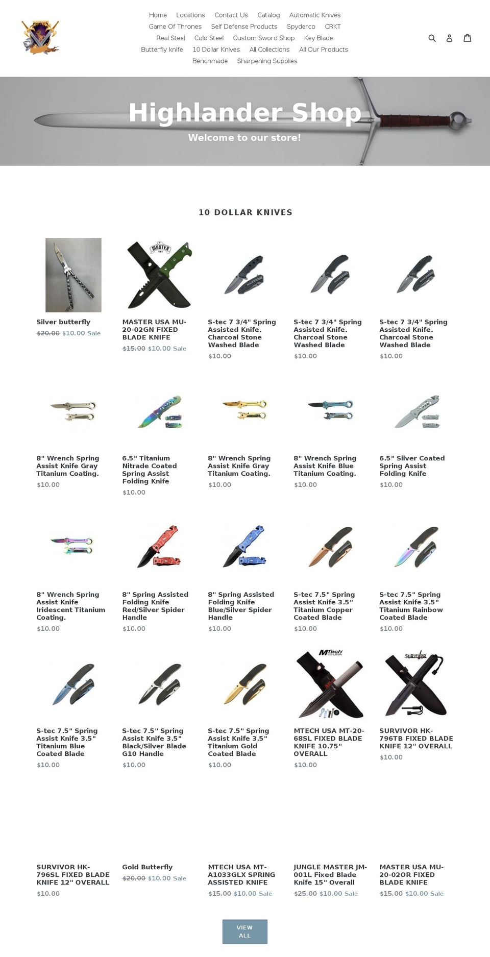 highlandershop.com — Shopify storefront screenshot