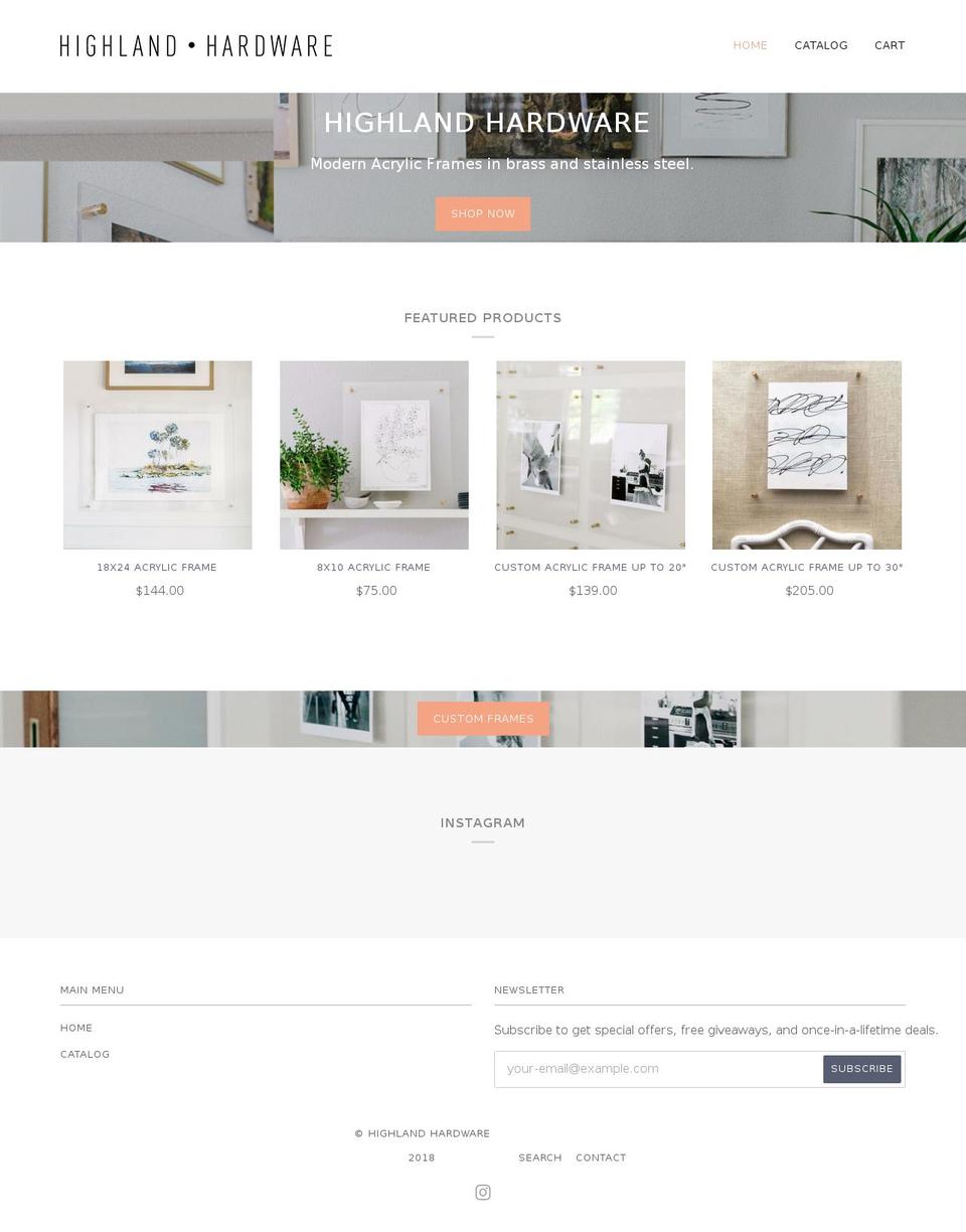 highlandhardwareco.com — Shopify storefront screenshot