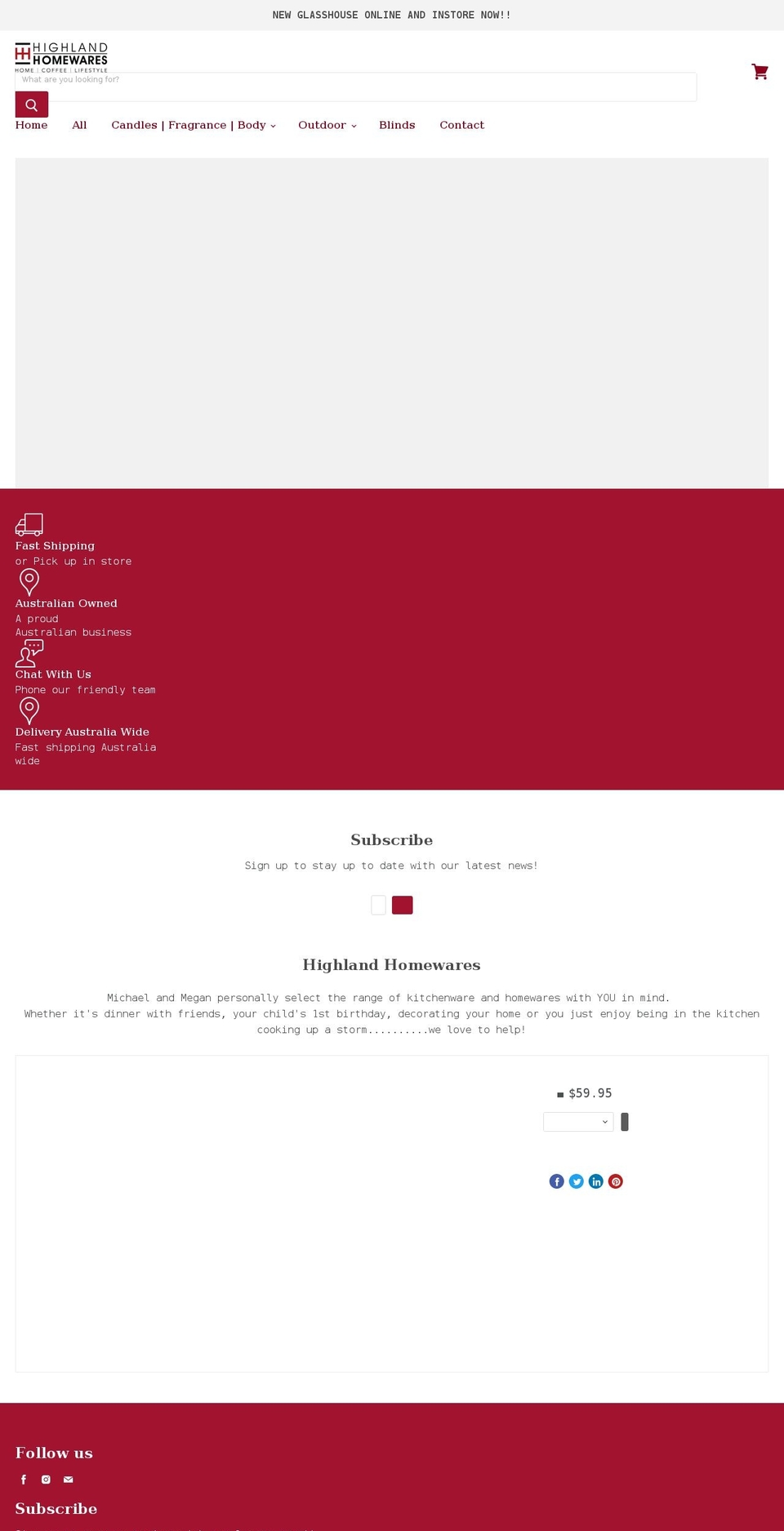 highlandhomewares.com.au shopify website screenshot