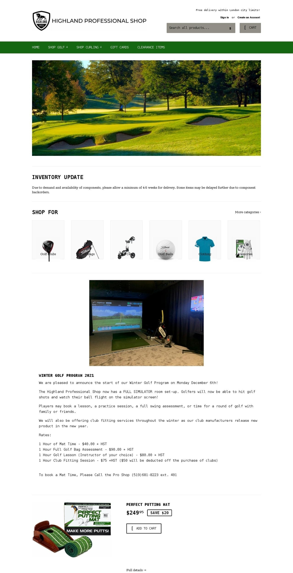 highlandprofessionalshop.com shopify website screenshot