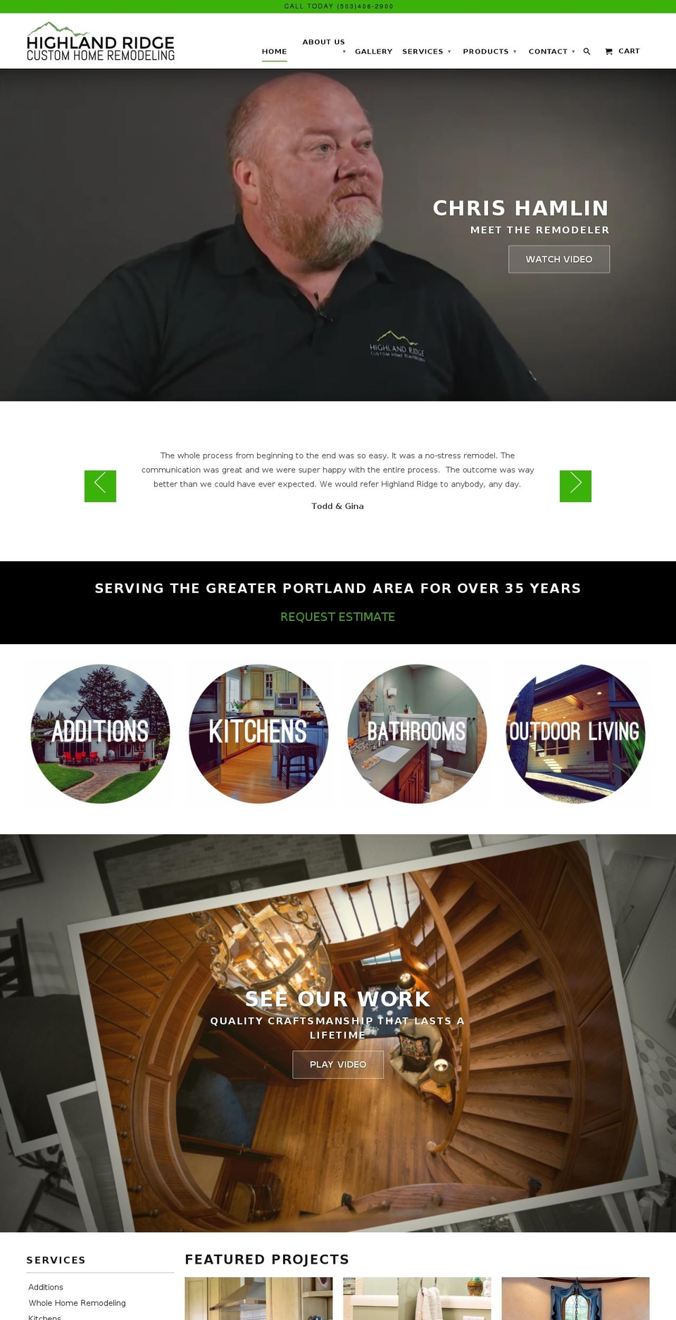 highlandridge-remodeling.com shopify website screenshot