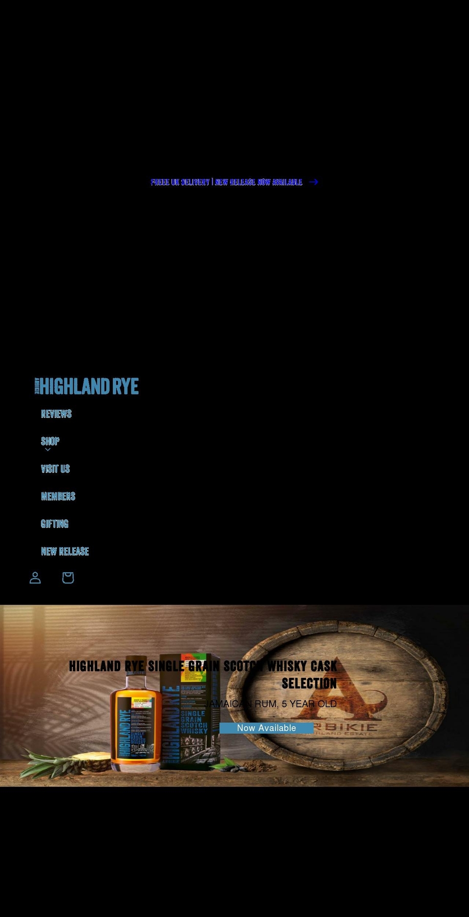 highlandryewhisky.com shopify website screenshot