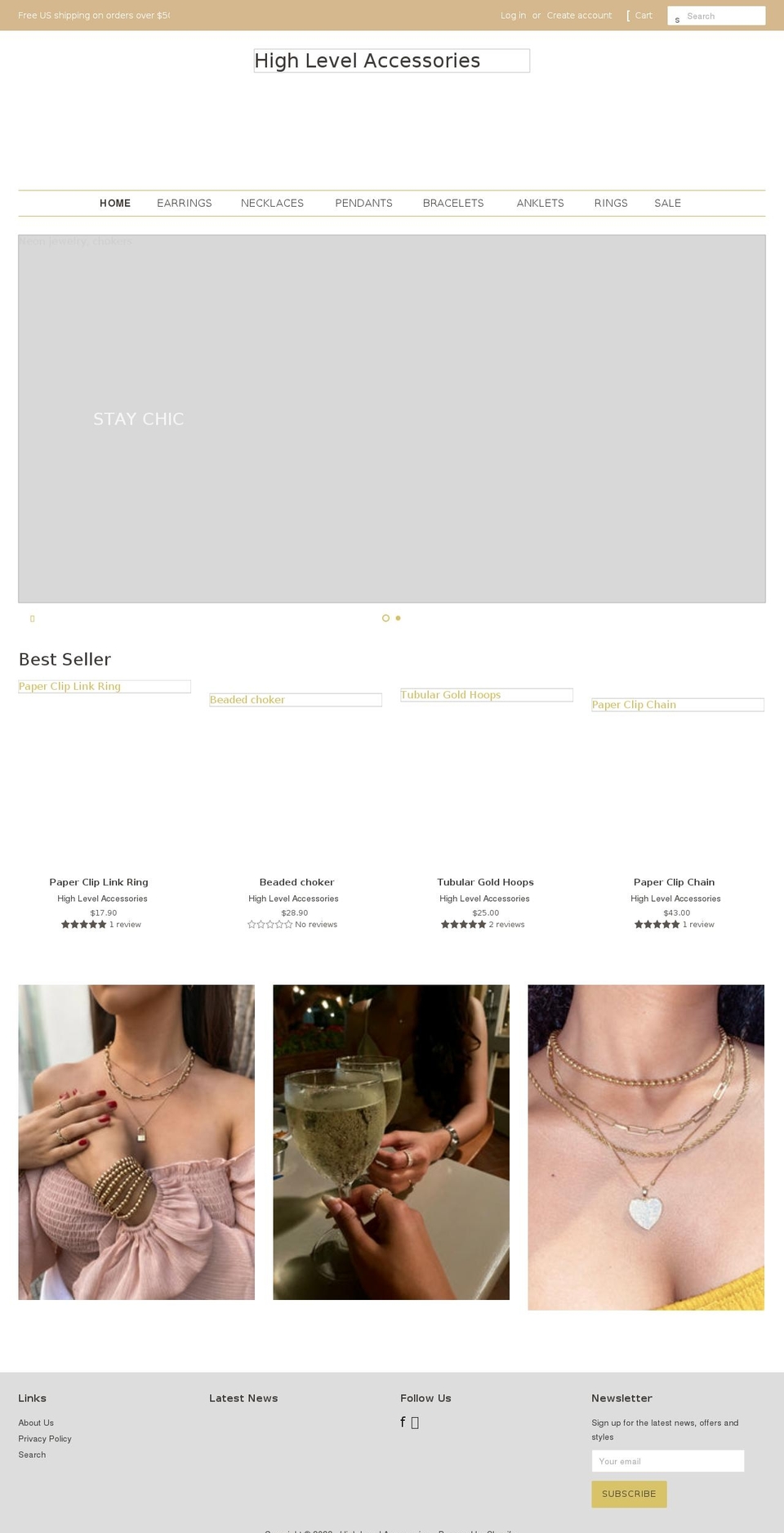 highlevelaccessories.com shopify website screenshot