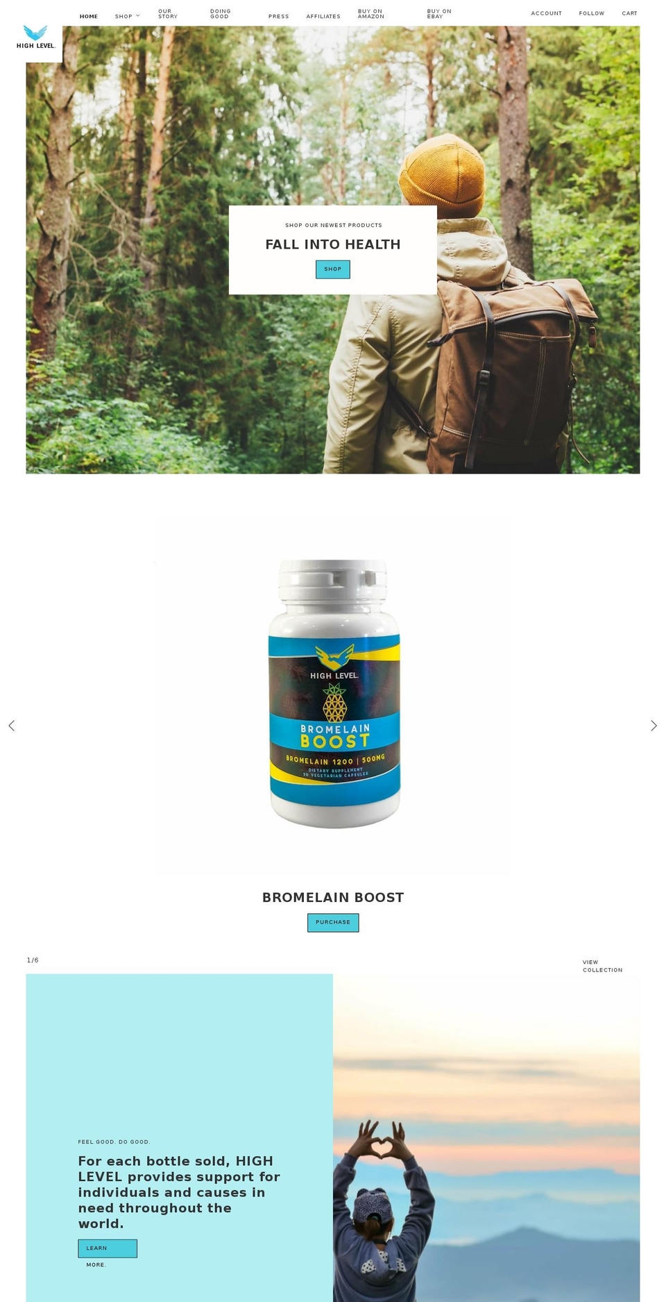 highlevelnutrition.com — Shopify storefront screenshot