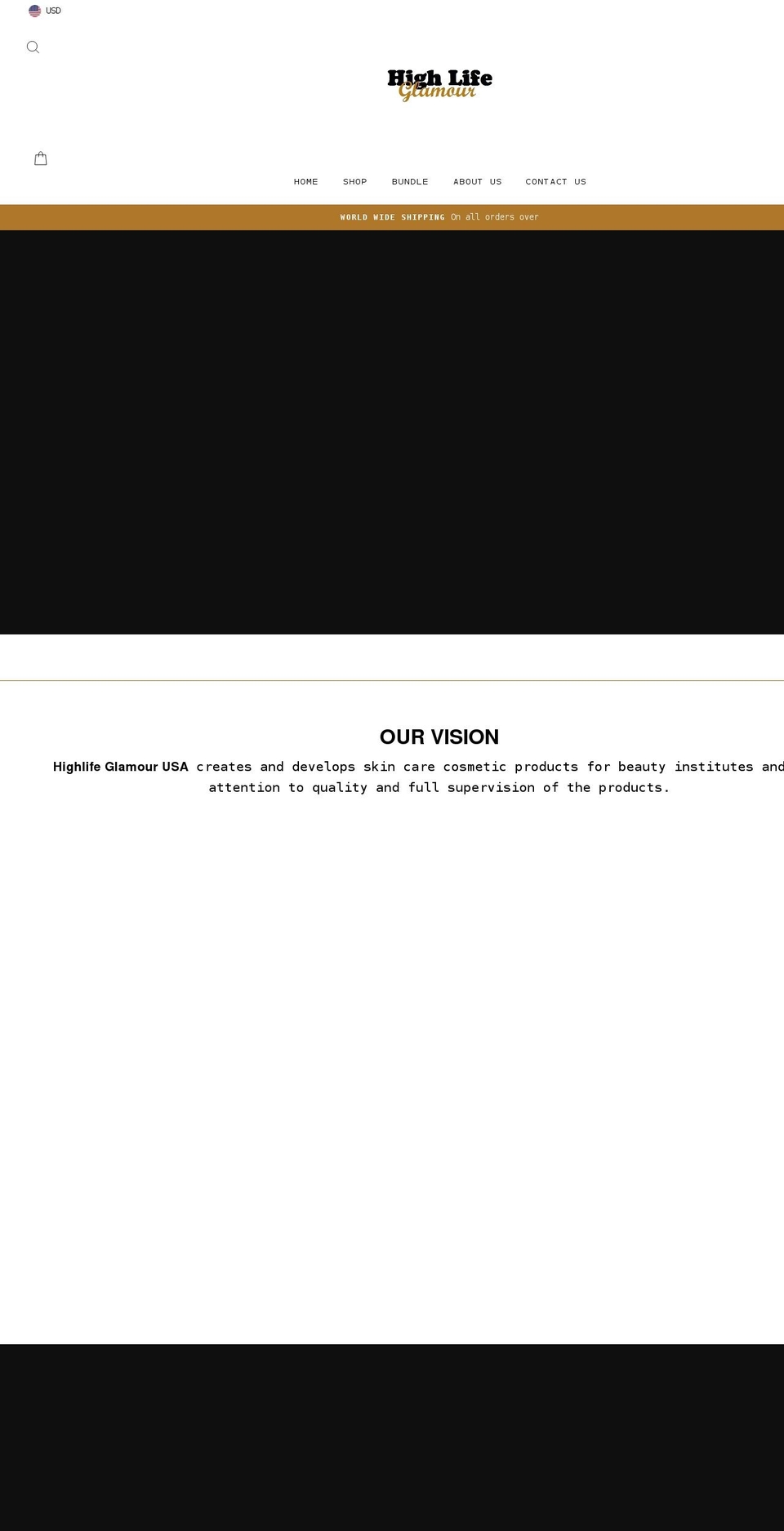 highlifeglamourusa.com shopify website screenshot