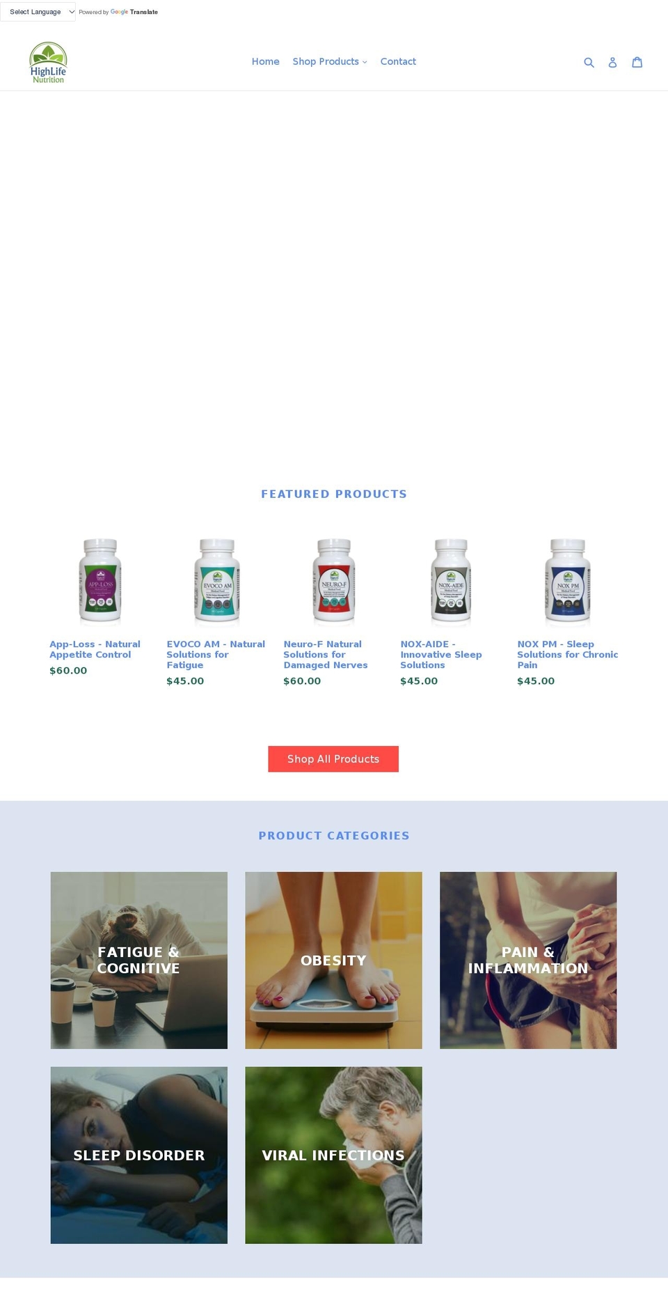 highlifenutrition.com — Shopify storefront screenshot