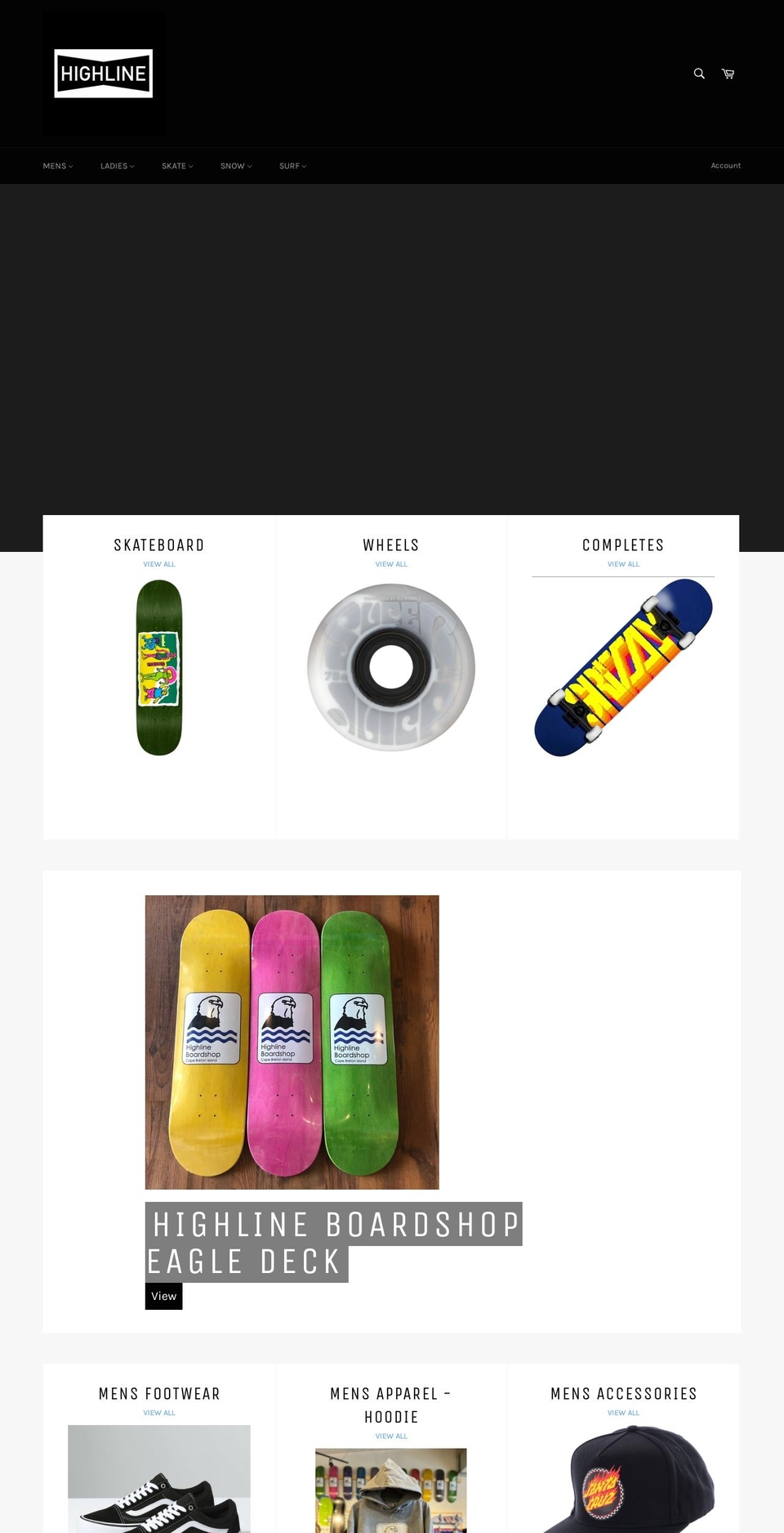 highlineboardshop.com shopify website screenshot