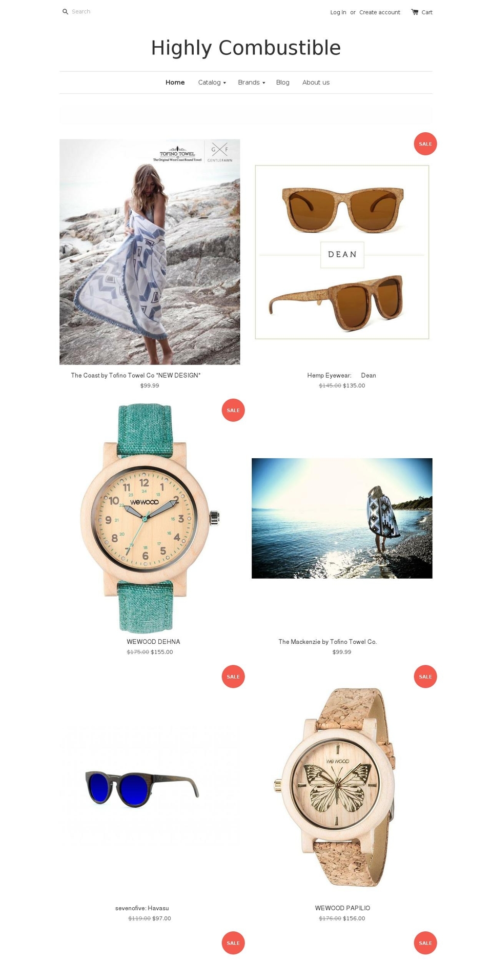 highlycombustibles.com — Shopify storefront screenshot