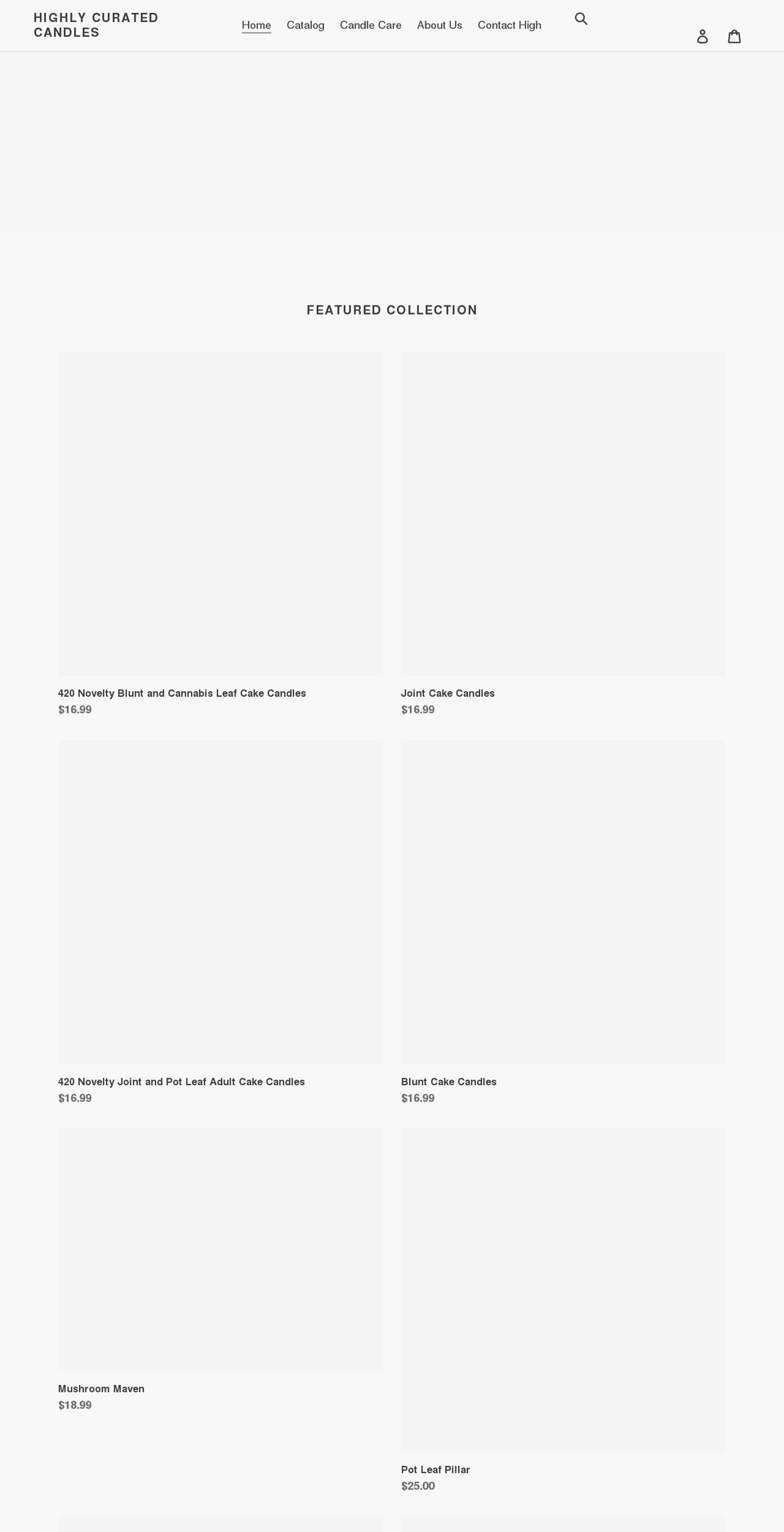 highlycuratedcandles.com shopify website screenshot