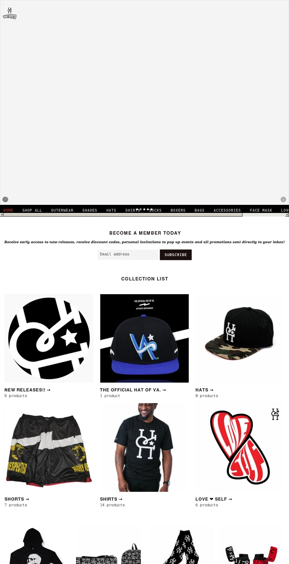 highlyrespected.com shopify website screenshot