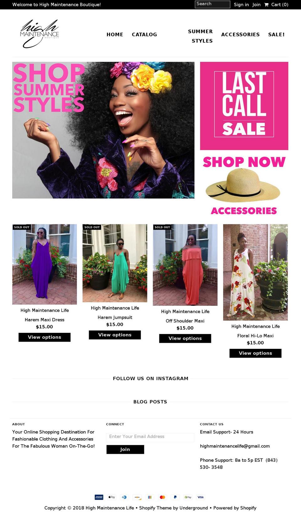 highmaintenancelife.com shopify website screenshot