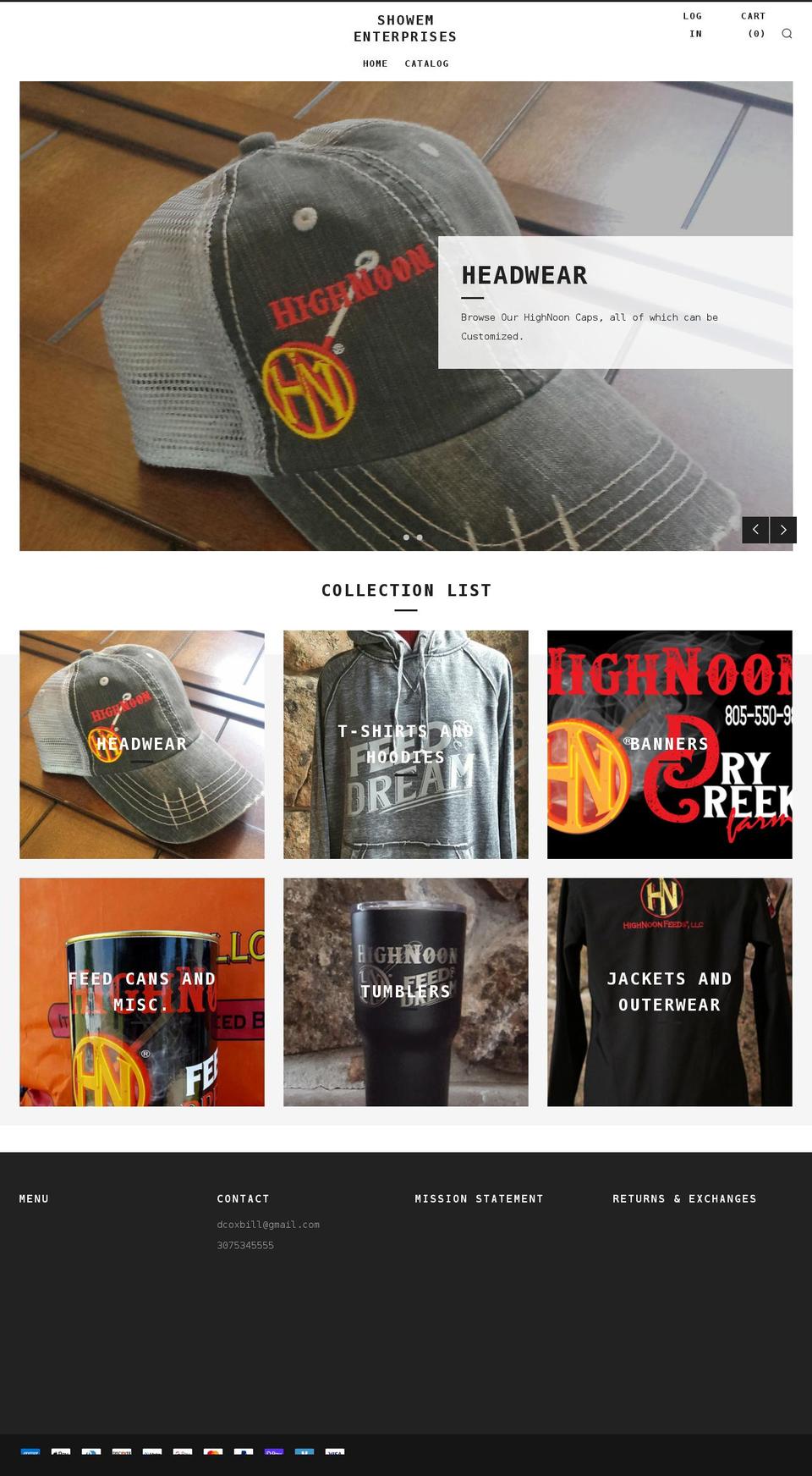 highnoonfeedsapparel.com shopify website screenshot