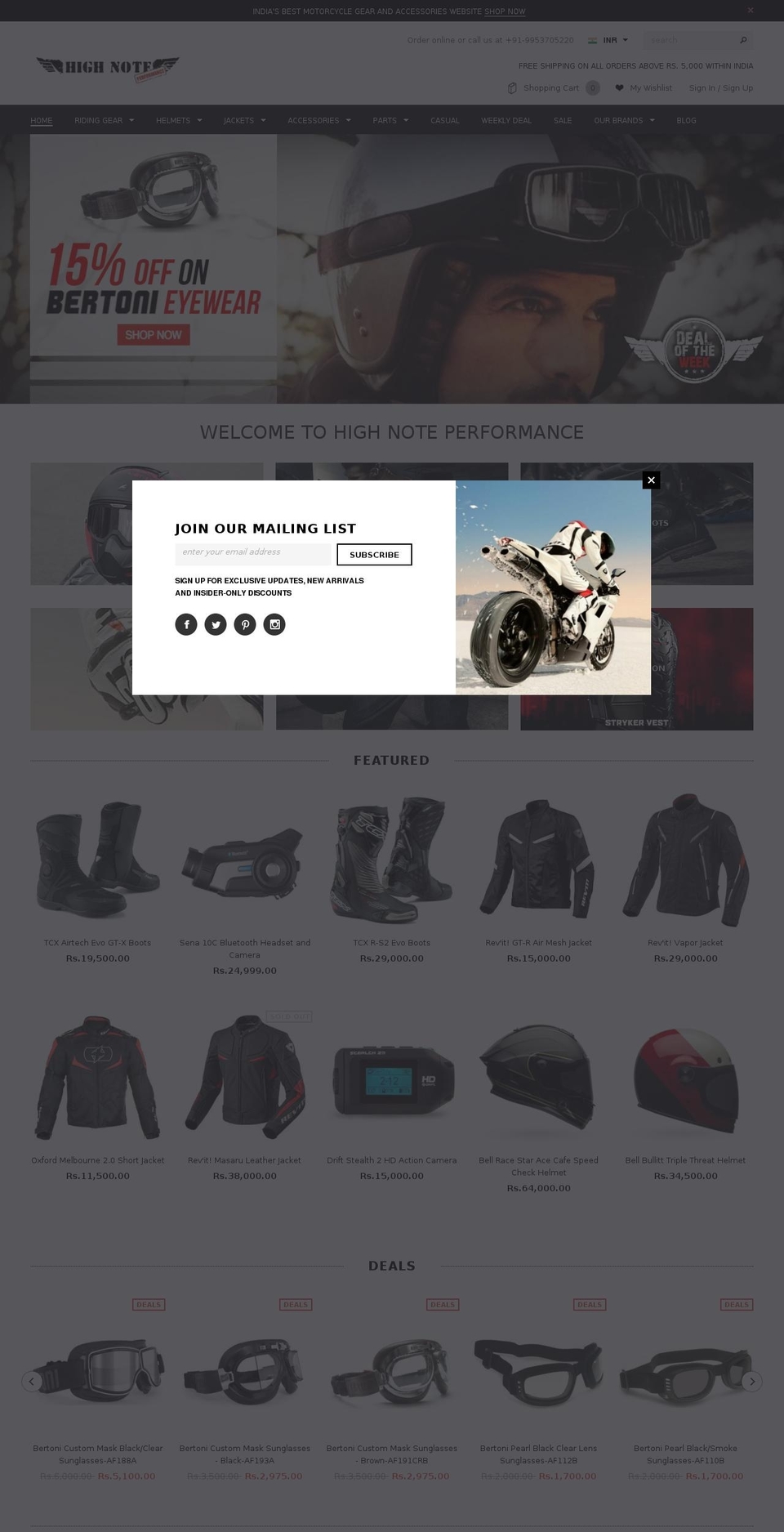 highnoteperformance.com shopify website screenshot