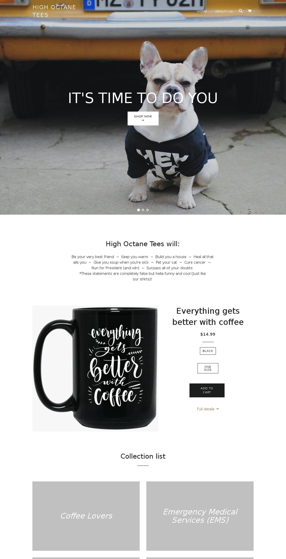 highoctanetees.com — Shopify storefront screenshot