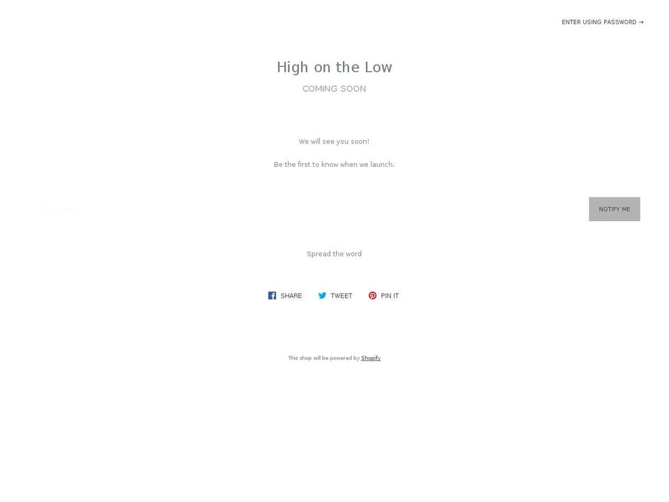 highonthelow.com shopify website screenshot